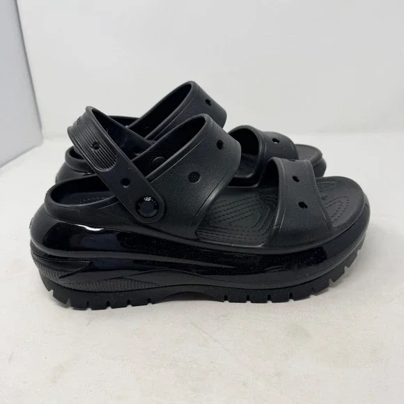Crocs Mega Crush Black Platform Lug Sole Sandals Size 10 Chunky Streetwear Bold - Picture 3 of 9